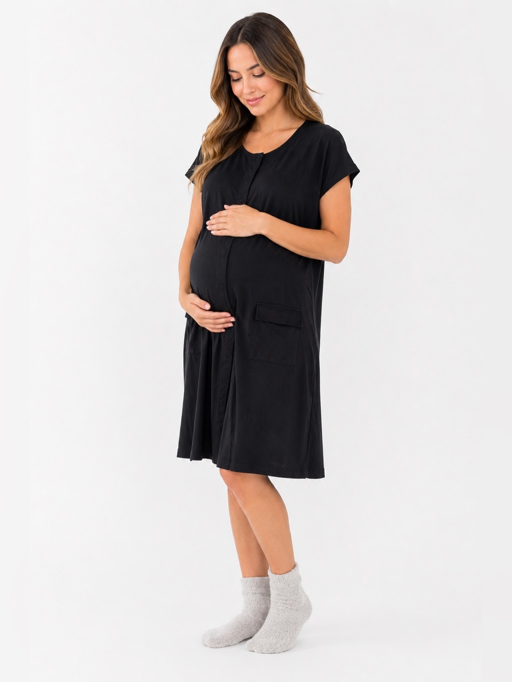Kindred Bravely Black Labor & Delivery Hospital Gown Maternity Nursing Small